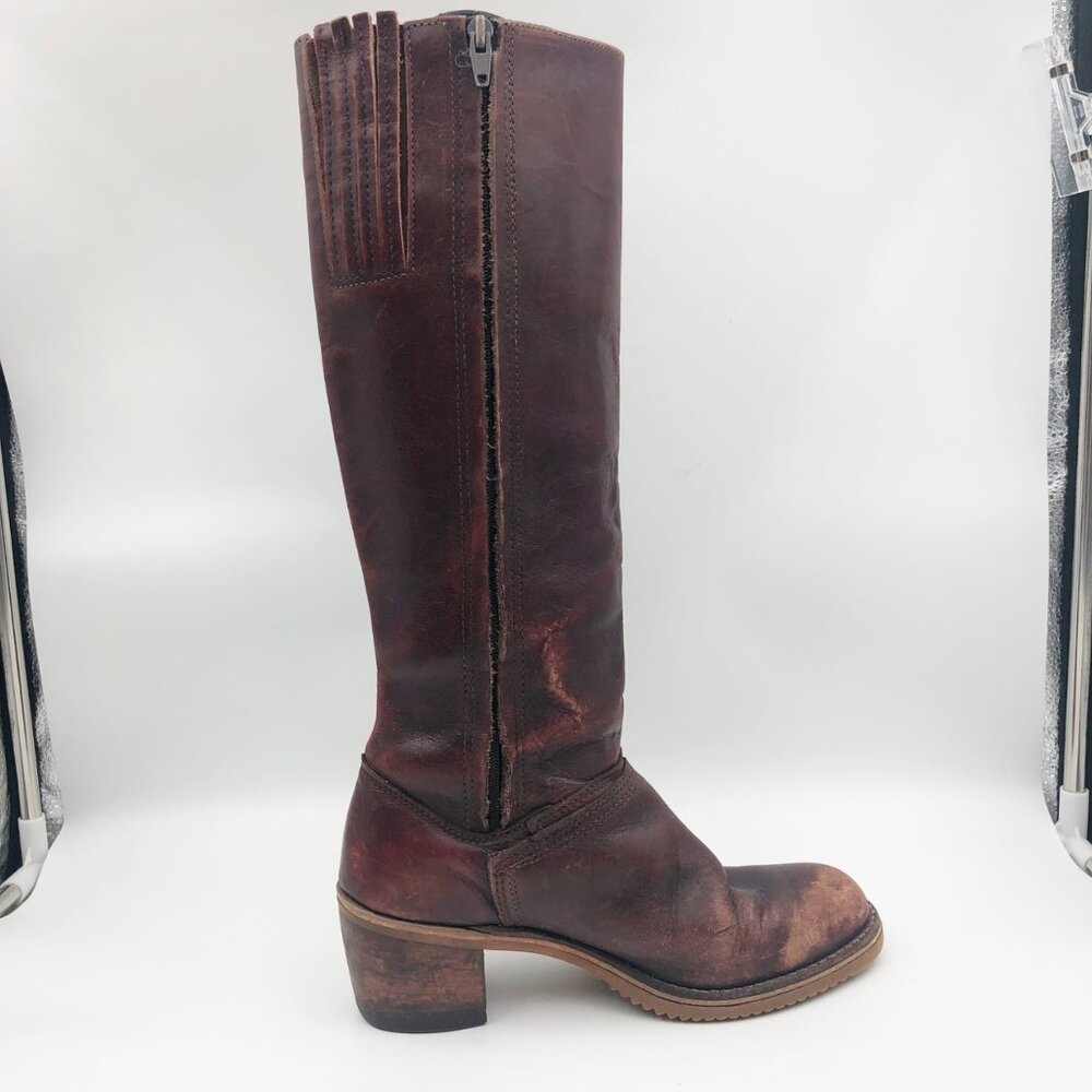 BORT CARLETON Vintage 1970s Brown Leather Campus Knee High Boots Womens 8 - Picture 5 of 15